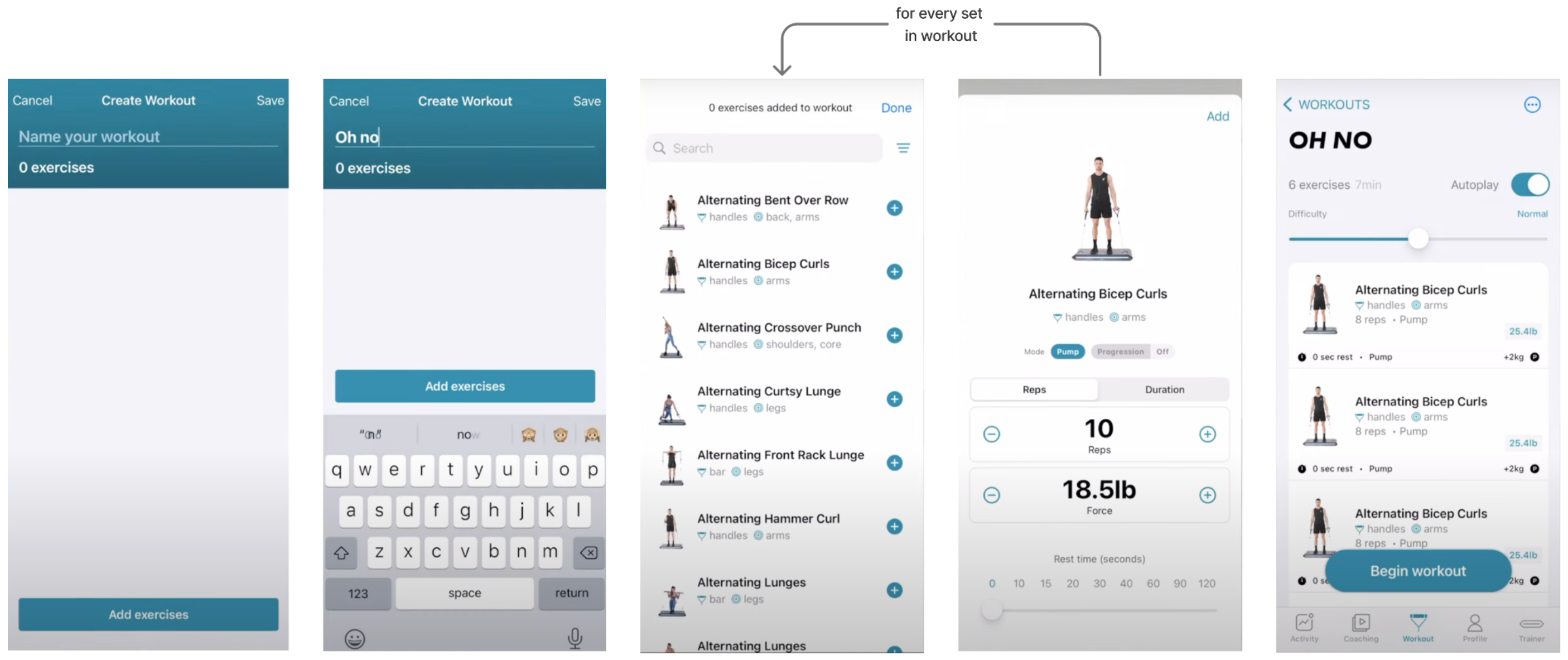 Example of how you would create a workout previously